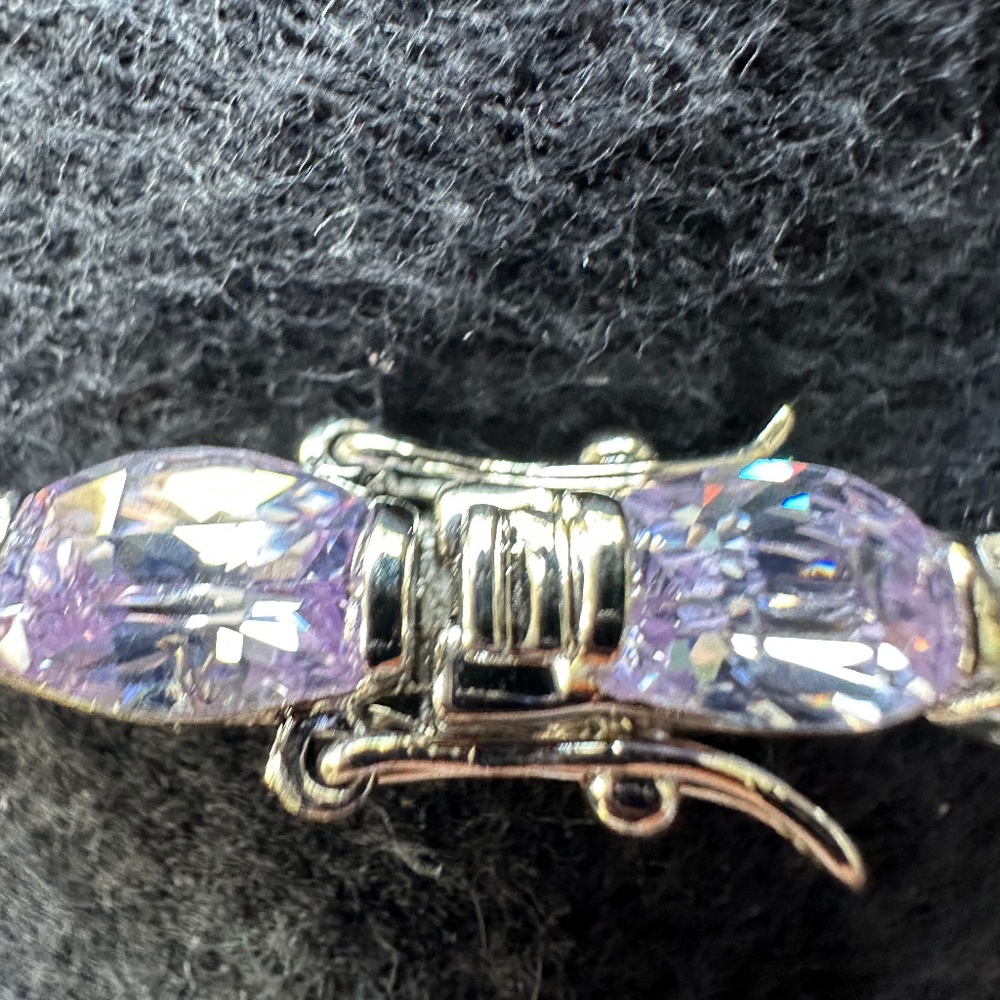 Lab-made Amethyst and Sterling Silver Bracelet - Picture 9 of 11